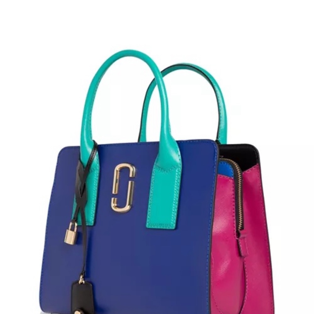 Authentic Marc Jacobs Blue and Pink Satchel with Modern Design Purse